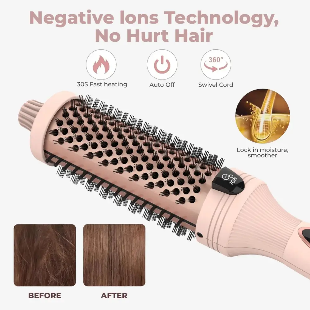 3-in-1 Pro Negative Ion Two PTC Heaters Thermal Brush - Image 3